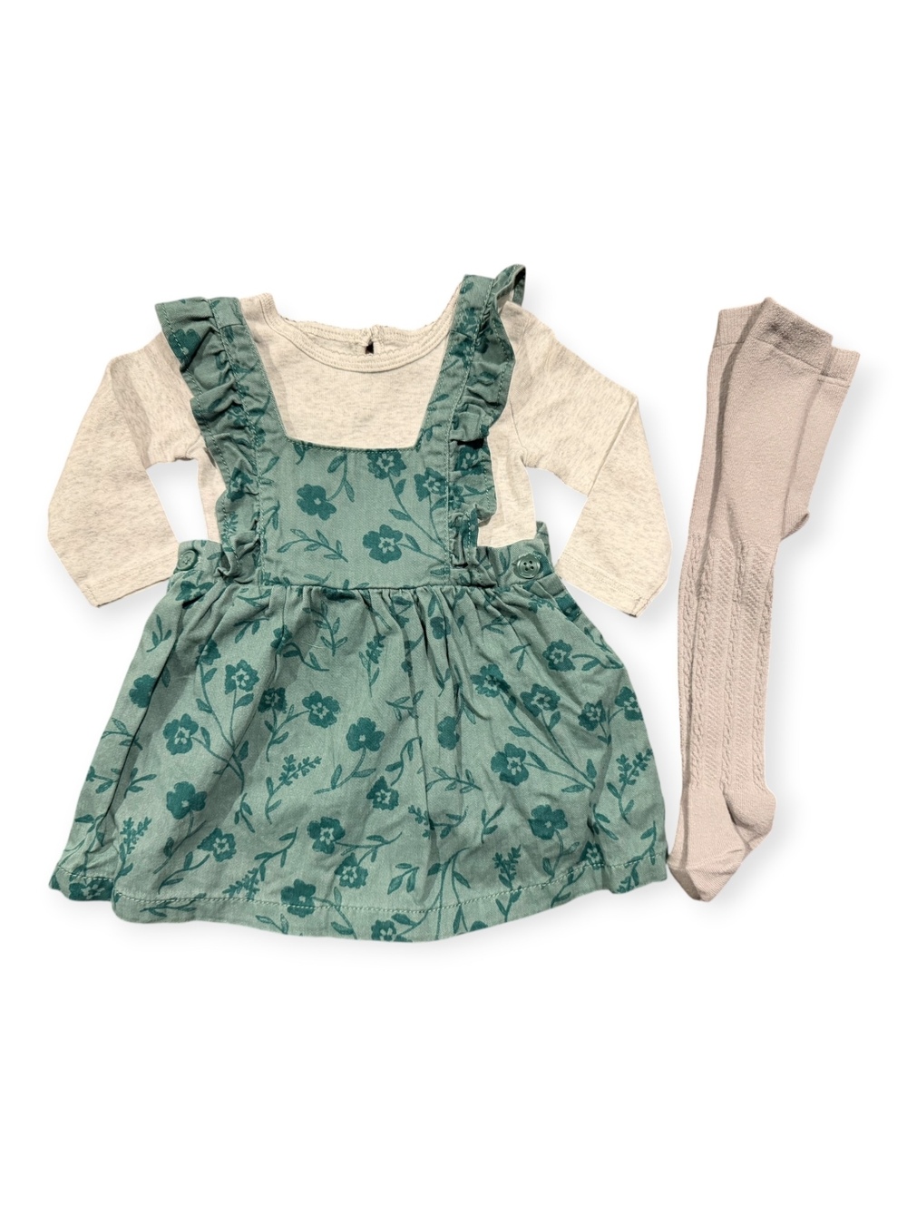 Carter's Baby Girl 6M Floral Print Dress with Long Sleeve Top and Tights Set